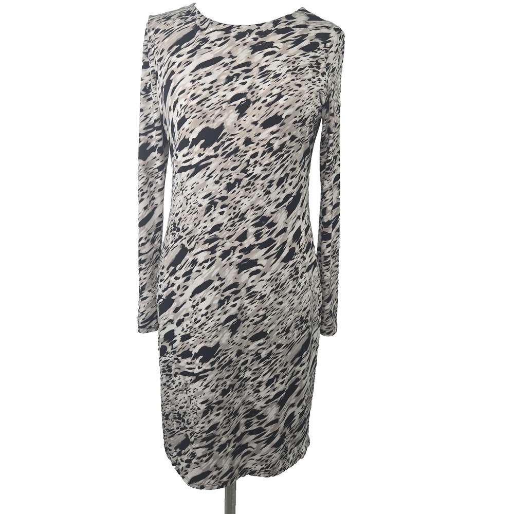 Vince Camuto Small Long Sleeve Stretch-Knit Animal Print Lined Dress